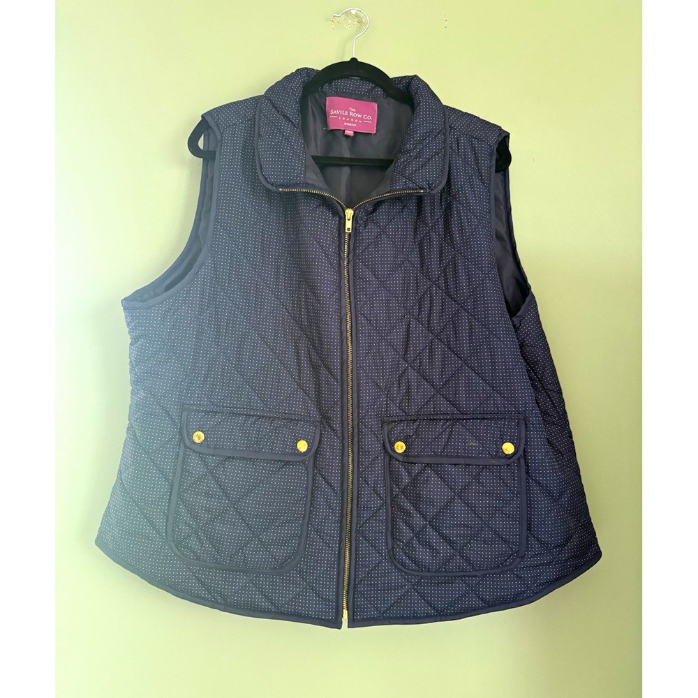 The Savile Row Co. Quilted Puffer Vest Full Zip Lined Pockets 3X Navy